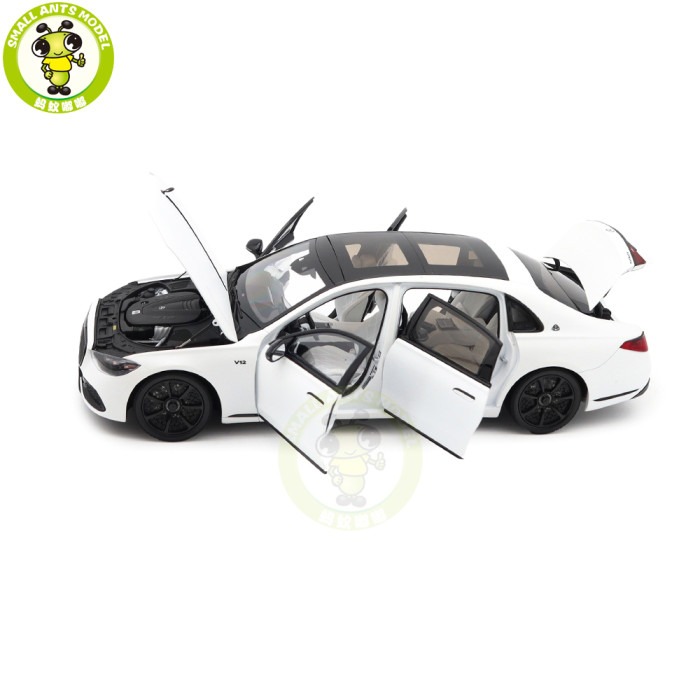 1/18 Mercedes Maybach S Class Night Series S680 2023 Almost Real 820142 Opalith White Matt Diecast Model Toy Car Gifts For Friends Father