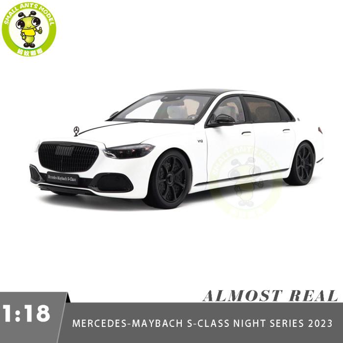 1/18 Mercedes Maybach S Class Night Series S680 2023 Almost Real 820142 Opalith White Matt Diecast Model Toy Car Gifts For Friends Father