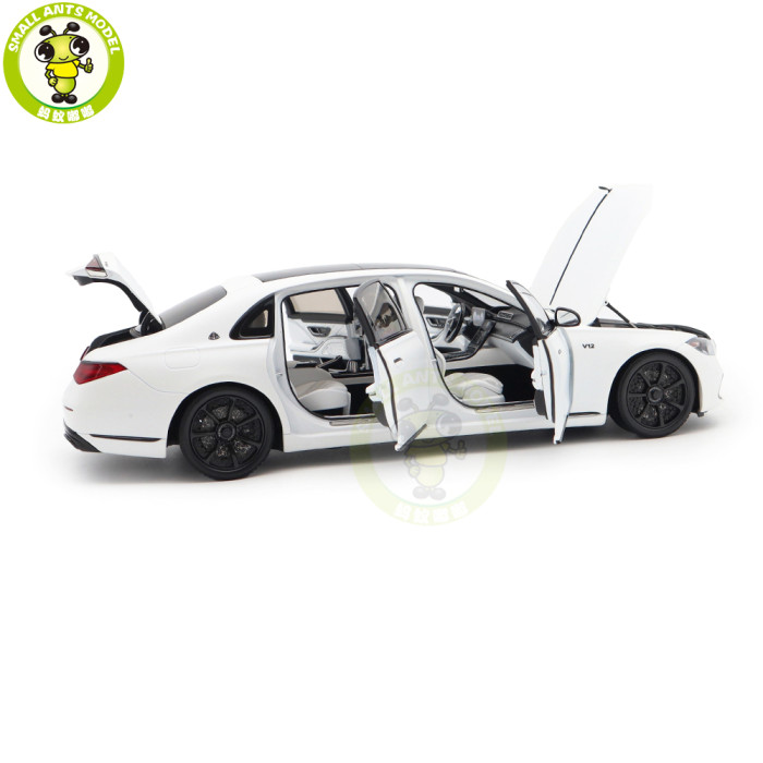 1/18 Mercedes Maybach S Class Night Series S680 2023 Almost Real 820142 Opalith White Matt Diecast Model Toy Car Gifts For Friends Father