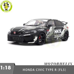 1/18 MOTORHELIX Honda Civic TYPE R (FL5) HKS Livery Diecast Model Toy Car Gifts For Father Friends