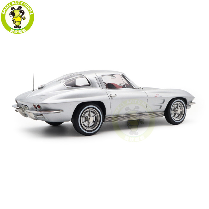 1/18 Chevrolet Corvette Sting Ray 1963 Norev 189052 Sebring Silver Metallic Diecast Model Toys Car Boys Girls Gifts