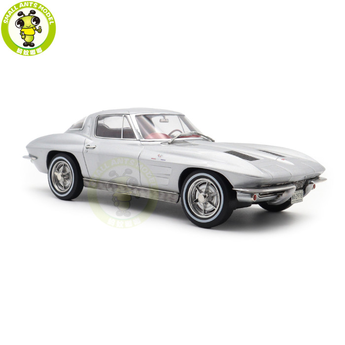 1/18 Chevrolet Corvette Sting Ray 1963 Norev 189052 Sebring Silver Metallic Diecast Model Toys Car Boys Girls Gifts
