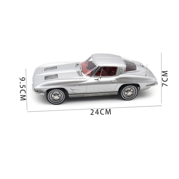1/18 Chevrolet Corvette Sting Ray 1963 Norev 189052 Sebring Silver Metallic Diecast Model Toys Car Boys Girls Gifts