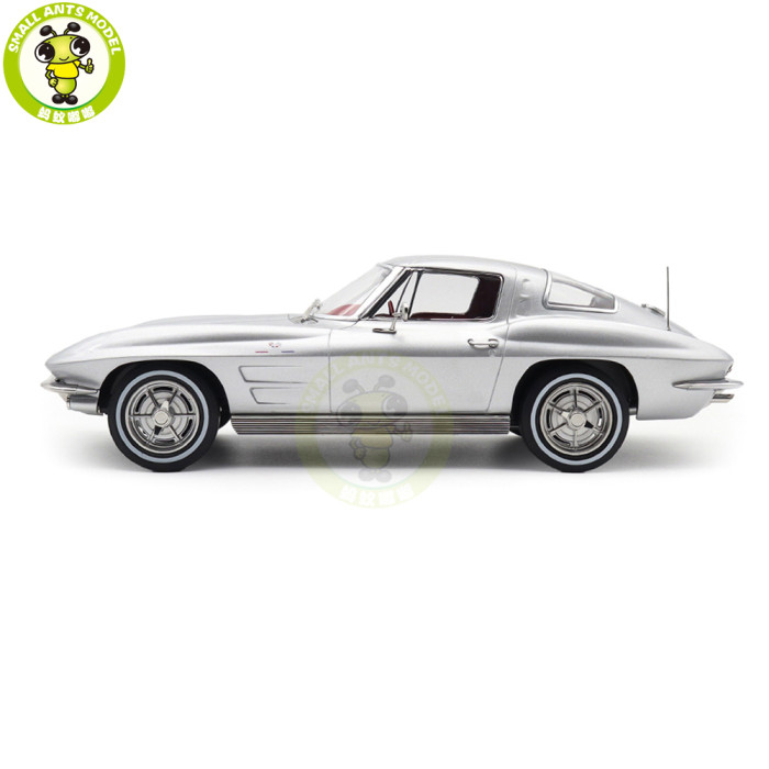 1/18 Chevrolet Corvette Sting Ray 1963 Norev 189052 Sebring Silver Metallic Diecast Model Toys Car Boys Girls Gifts