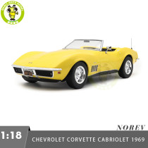 1/18 Chevrolet Corvette Cabriolet 1969 Norev 189039 Daytona Yellow Diecast Model Toys Car Boys Girls Gifts