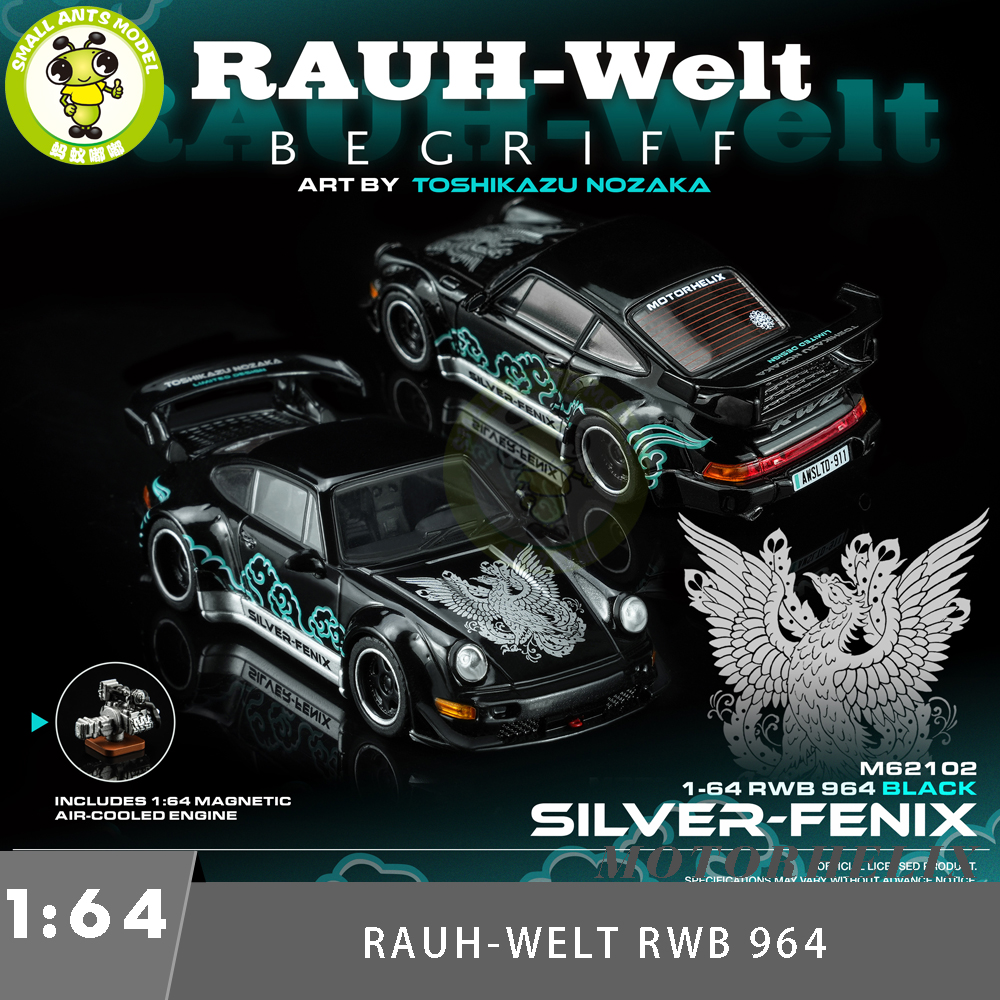 Pre-order 1/64 RWB Porsche 964 Silver‑Fenix Motorhelix Diecast