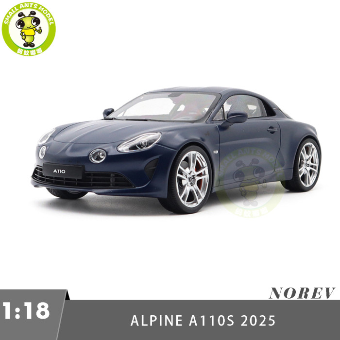 1/18 Alpine A110 S 2025 Norev 185444 Matte Storm Blue Diecast Model Toys Car Boys Girls Gifts