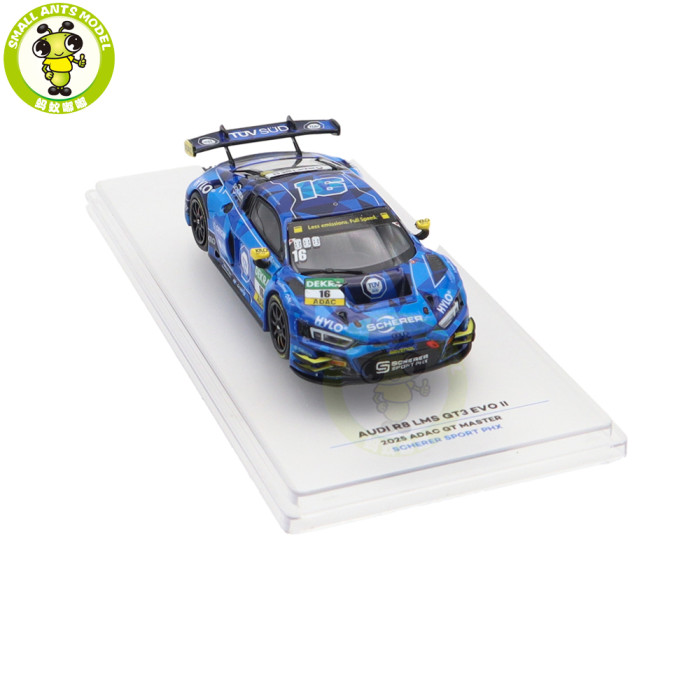 1/64 Kiloworks Audi R8 LMS GT3 EVO II 2025 Scherer Sport PHX Diecast Model Toys Car Boys Girls Gifts