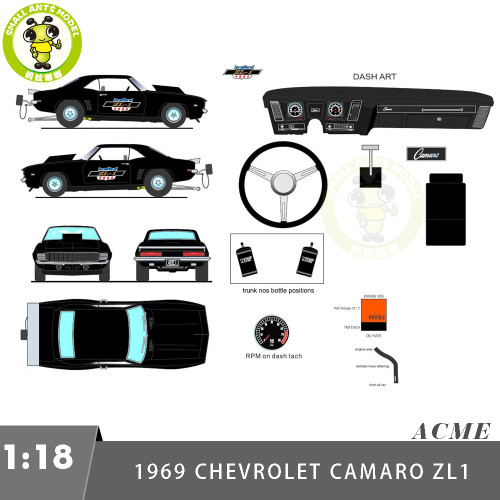Pre-order 1/18 1969 Chevrolet Camaro ZL1 ACME Diecast Model Car Toys Gifts