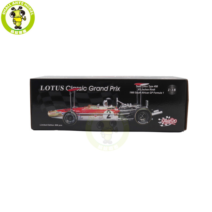 1/18 SUNSTAR Team Lotus Type 49B Classic Grand Prix 1969 South African GP F1 #2 Jochen Rindt Diecast Model Toy Car Gifts For Father Friends