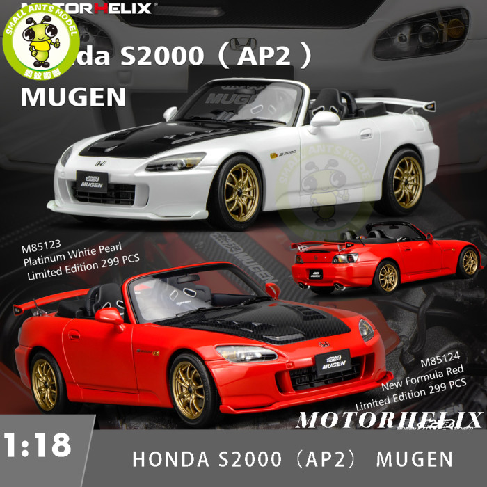1/18 MOTORHELIX Honda S2000 AP2 MUGEN Diecast Model Toy Car Gifts For Father Friends