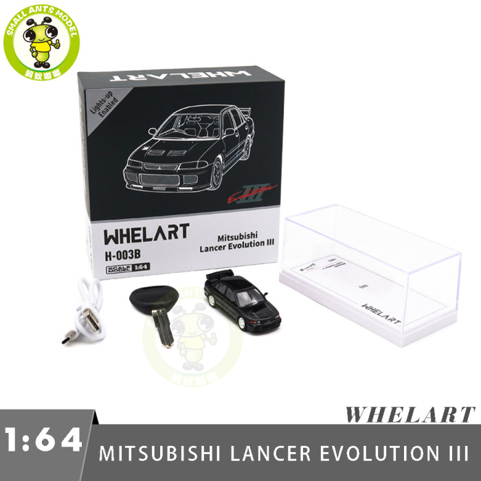 1/64 Whelart Mitsubishi Lancer Evolution III EVO 3 Lighting Function Diecast Model Toy Car Gifts For Friends
