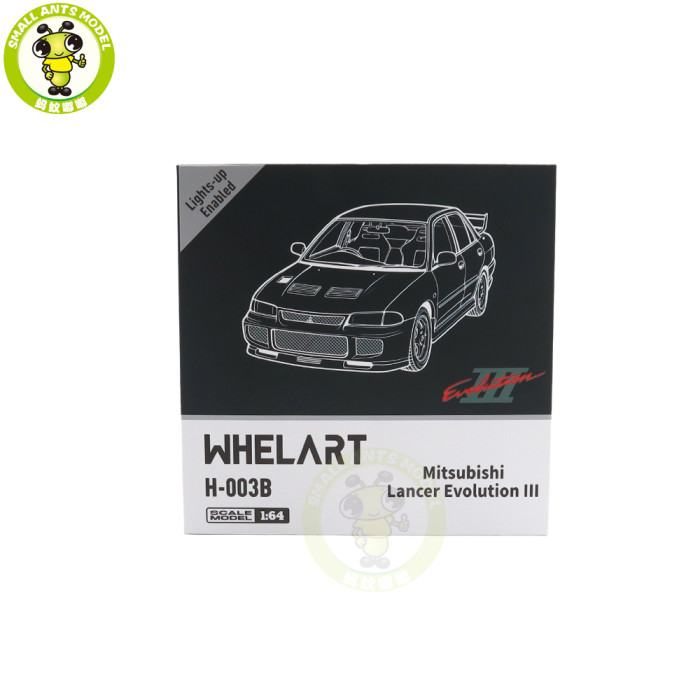 1/64 Whelart Mitsubishi Lancer Evolution III EVO 3 Lighting Function Diecast Model Toy Car Gifts For Friends