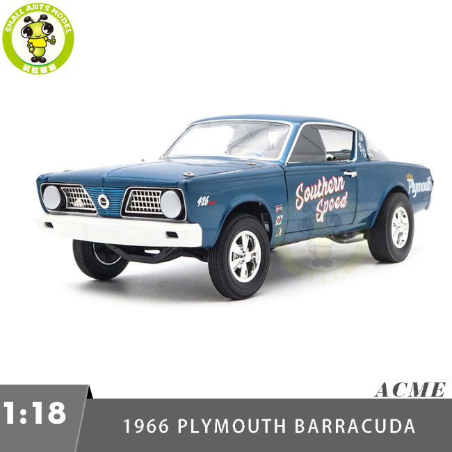 1/18 Chrysler 1966 Plymouth Barracuda Southern Speed ACME Diecast Model Car Toys Gifts