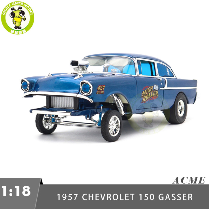 1/18 1957 Chevrolet 150 Gasser Blue ACME Diecast Model Car Toys Gifts