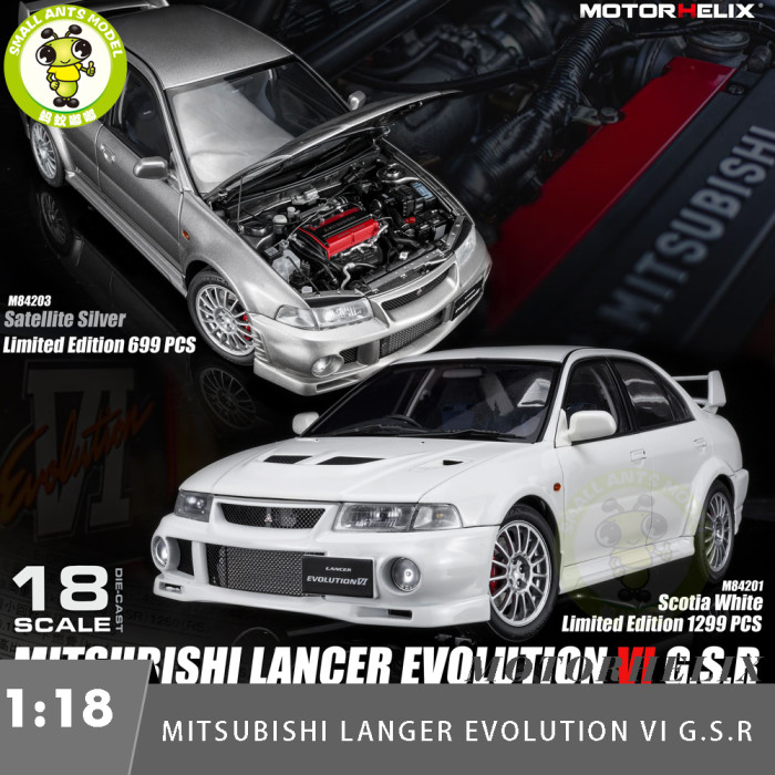 Pre-order 1/18 MOTORHELIX Mitsubishi Lancer Evolution EVO VI 6 GSR Diecast Model Toy Car Gifts For Father Friends