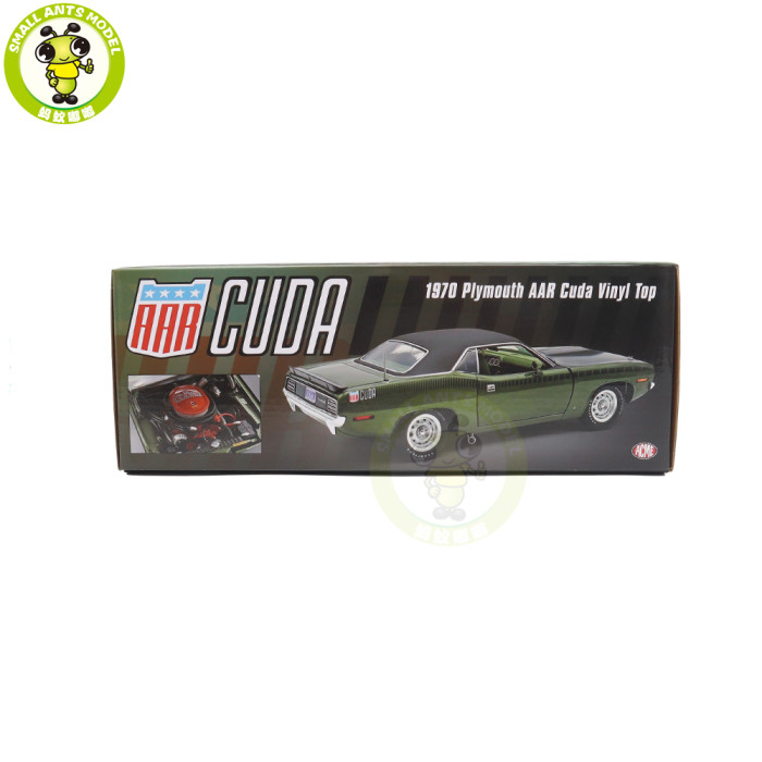 1/18 1970 Plymouth AAR Cuda ACME Ivy Green Diecast Model Car Toys Gifts