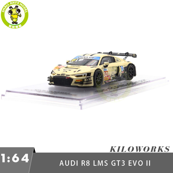 1/64 Kiloworks Audi R8 LMS GT3 EVO II 2025 Scherer Sport PHX Diecast Model Toys Car Boys Girls Gifts