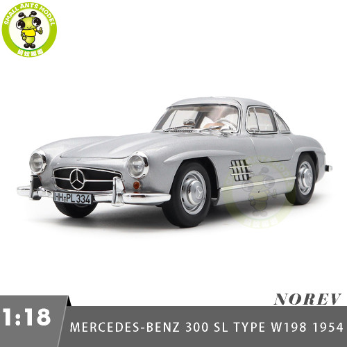 1/18 Mercedes Benz 300SL 300 SL Type W198 1954 Norev 183857 Silver Diecast Model Car