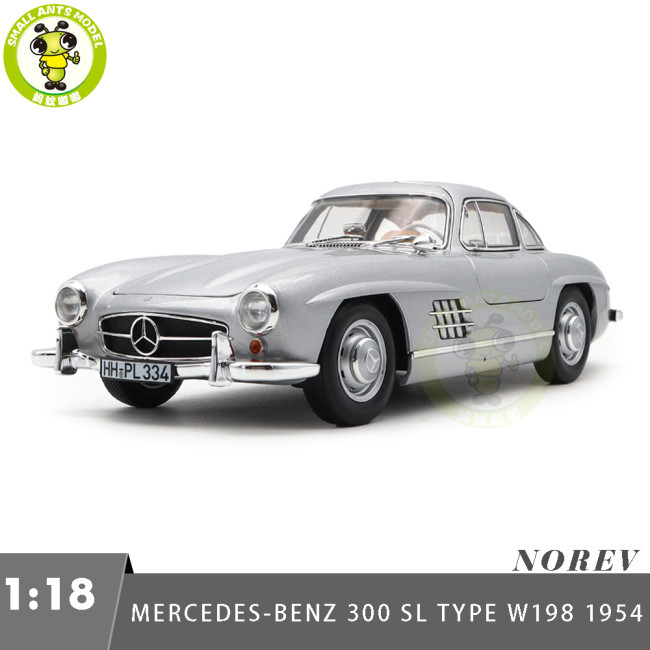 1/18 Mercedes Benz 300SL 300 SL Type W198 1954 Norev 183857 Silver Diecast Model Car
