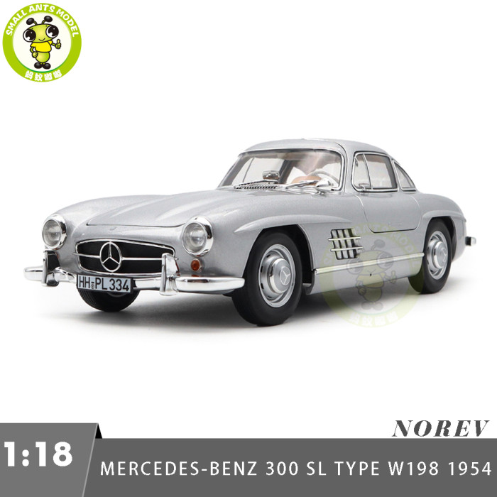 1/18 Mercedes Benz 300SL 300 SL Type W198 1954 Norev 183857 Silver Diecast Model Car