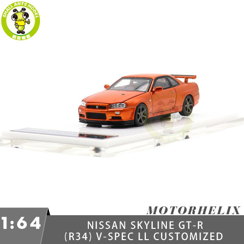 1/64 MOTORHELIX Nissan Skyline GT-R(R34) V-Spec ll Customized Diecast Model Toy Car Gifts For Father Friends