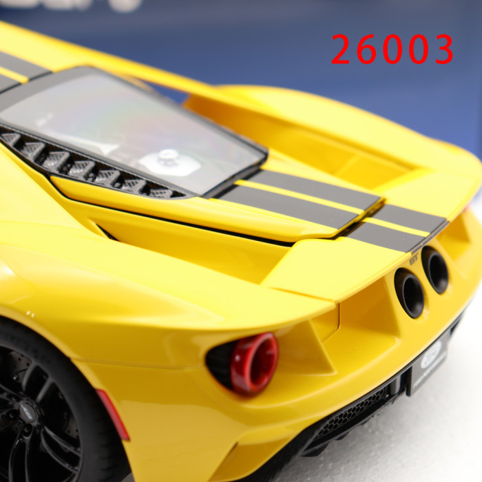 Defective 1/18 FORD GT 2017 Triple Yellow / Black Stripes Autoart 72944 Model Car
