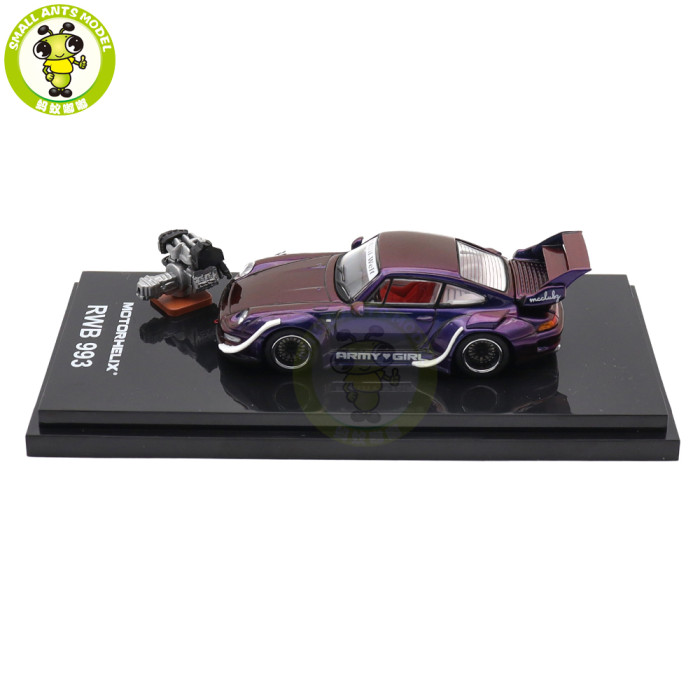 1/64 RWB Porsche 993 Army Girl Motorhelix Diecast Model Car Gifts For Friends