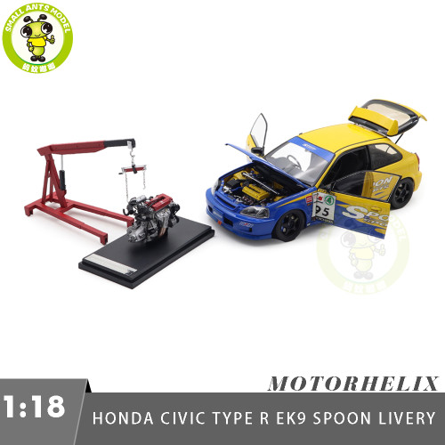 1/18 MOTORHELIX Honda CIVIC Type R EK9-120 Spoon Diecast Model Toy Car Gifts For Friends