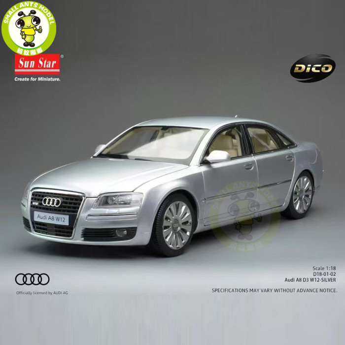 Pre-order 1/18 Audi A8 W12 D3 DICO Sunstar Diecast Model Toy Car Gifts For Friends