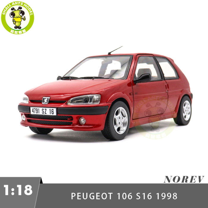 1/18 Peugeot 106 S16 1998 Norev 184921 Diablo Red Diecast Model Toy Car Gifts For Friends