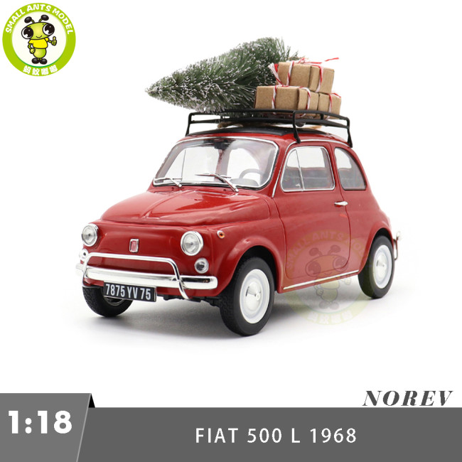 1/18 Fiat 500 L 1968 Norev 187779 Christmas Red Diecast Model Toys Car Gifts For Friends