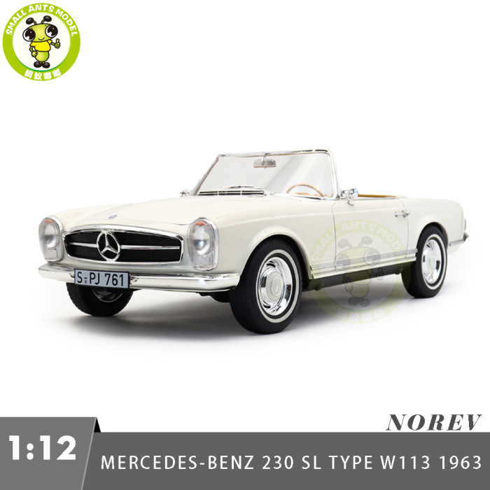 1/12 Mercedes Benz 230 SL Type W113 1963 Norev 123800 White Diecast Model Toy Car Gifts For Friends
