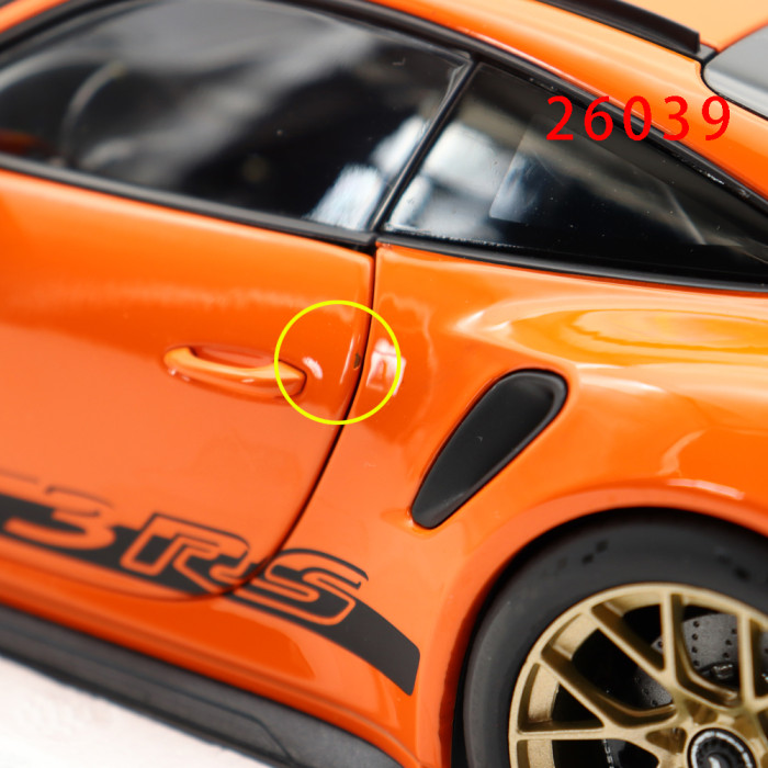 Defective 1/18 Porsche 911 992 GT3 RS 2022 Norev 187360 Orange Diecast Model Car