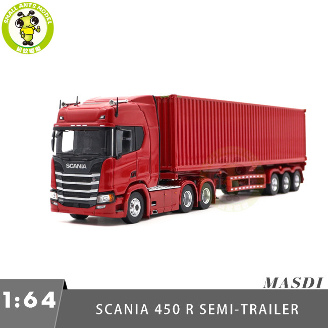 1/64 MASDI Scania 450R R450 Tractor Container Trailer Truck Cargo Diecast Model Toy Car Gifts For Friends