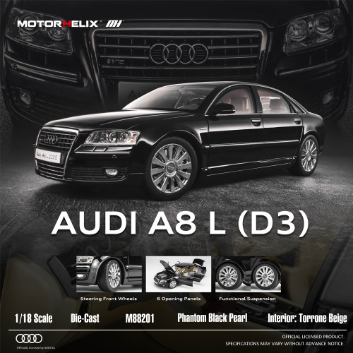 Pre-order 1/18 Audi A8 A8L 2005 W12 D3 Motorhelix Diecast Model Toy Car Gifts For Friends