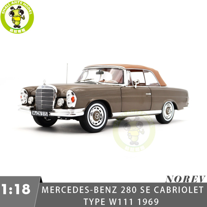 1/18 Mercedes Benz 280SE 280 SE Cabriolet 1969 Norev 183757 Diecast Model Car Toy Gifts For Friends
