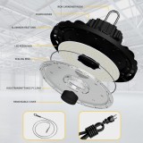 UFO LED High Bay Light, 150Watt, Carabiner Hanging Hook, 22,500 Lumens,5000 Kelvin - RADAR Series