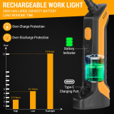 Adiding LED Work Light Orange, Magnetic, Rechargeable, Gooseneck Work lights