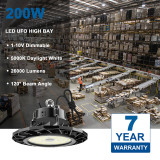 ABODONG LED High Bay Light 200W 26,000LM UFO High Bay LED Shop Lights 1-10V Dimmable 5000K 6.5'Cable with US Plug DLC Complied [800W MH/HPS Equiv.]