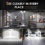 Adiding LED Garage Ceiling Light, 6 Deformable Panels with Adjustable Spotlight, E26/E27 Screw-in Bulb Base LED Shop Light