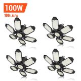 4-Pack Adiding LED Garage Ceiling Light, 6 Deformable Panels with Adjustable Spotlight, E26/E27 Screw-in Bulb Base LED Shop Light