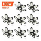 8-Pack Adiding LED Garage Ceiling Light, 6 Deformable Panels with Adjustable Spotlight, E26/E27 Screw-in Bulb Base LED Shop Light