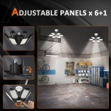 2-Pack Adiding LED Garage Ceiling Light, 6 Deformable Panels with Adjustable Spotlight, E26/E27 Screw-in Bulb Base LED Shop Light