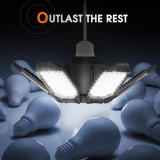 2-Pack Adiding LED Garage Ceiling Light, 6 Deformable Panels with Adjustable Spotlight, E26/E27 Screw-in Bulb Base LED Shop Light