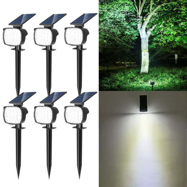 6-Pack Adiding Solar Spot Lights Outdoor, 3 Brightness Spotlight Landscape Lighting,  Auto ON/OFF Outdoor Solar Lights for Yard, Garden, Lawn, White Light