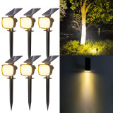 6-Pack Adiding Solar Spot Lights Outdoor, 3 Brightness Spotlight Landscape Lighting,  Auto ON/OFF Outdoor Solar Lights for Yard, Garden, Lawn, Warm Light