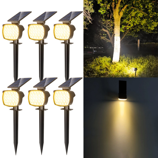 6-Pack Adiding Solar Spot Lights Outdoor, 3 Brightness Spotlight Landscape Lighting,  Auto ON/OFF Outdoor Solar Lights for Yard, Garden, Lawn, Warm Light