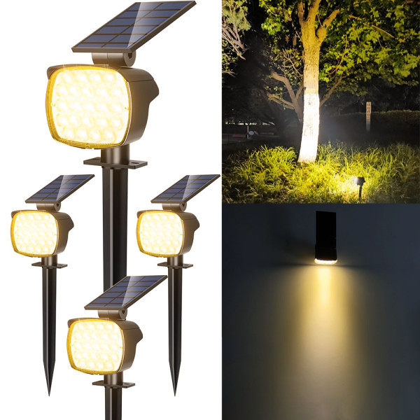 4-Pack Adiding Solar Spot Lights Outdoor, 3 Brightness Spotlight Landscape Lighting,  Auto ON/OFF Outdoor Solar Lights for Yard, Garden, Lawn, Warm Light