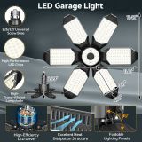 2-Pack Adiding Rotatable LED Garage Light, 100 Watts,10000 Lumens, 6500K Daylight, Deformable 6+1 Panels, LED Shop Lights